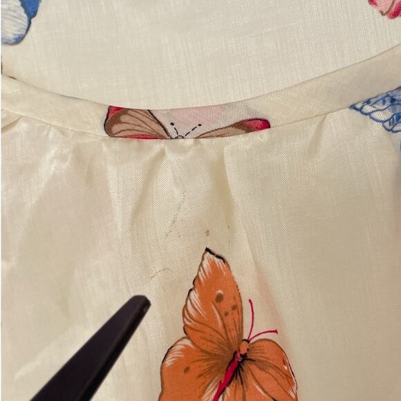 Vintage Silk Butterfly Fairy Top / Sz S/M / Flutter Sleeves Handmade Boxy Cut - Picture 8 of 8